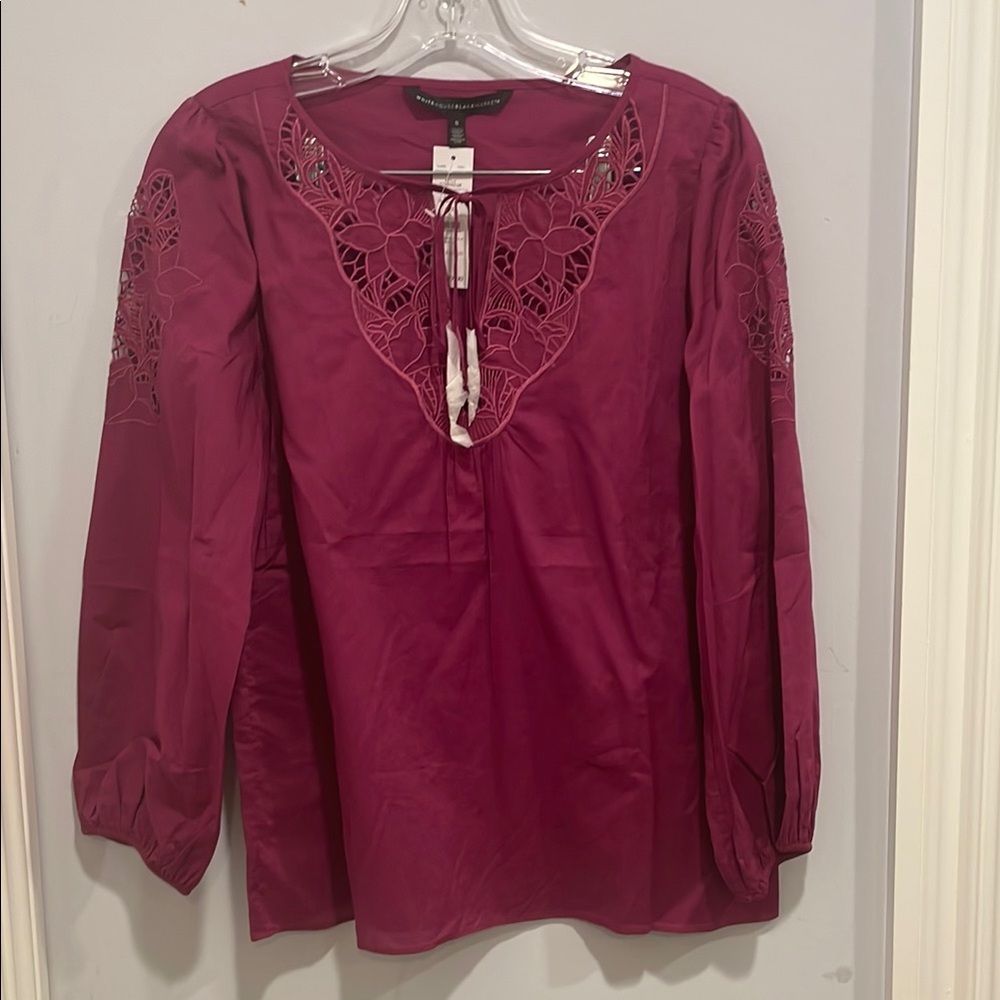 Women's Magenta Lace Detail Top